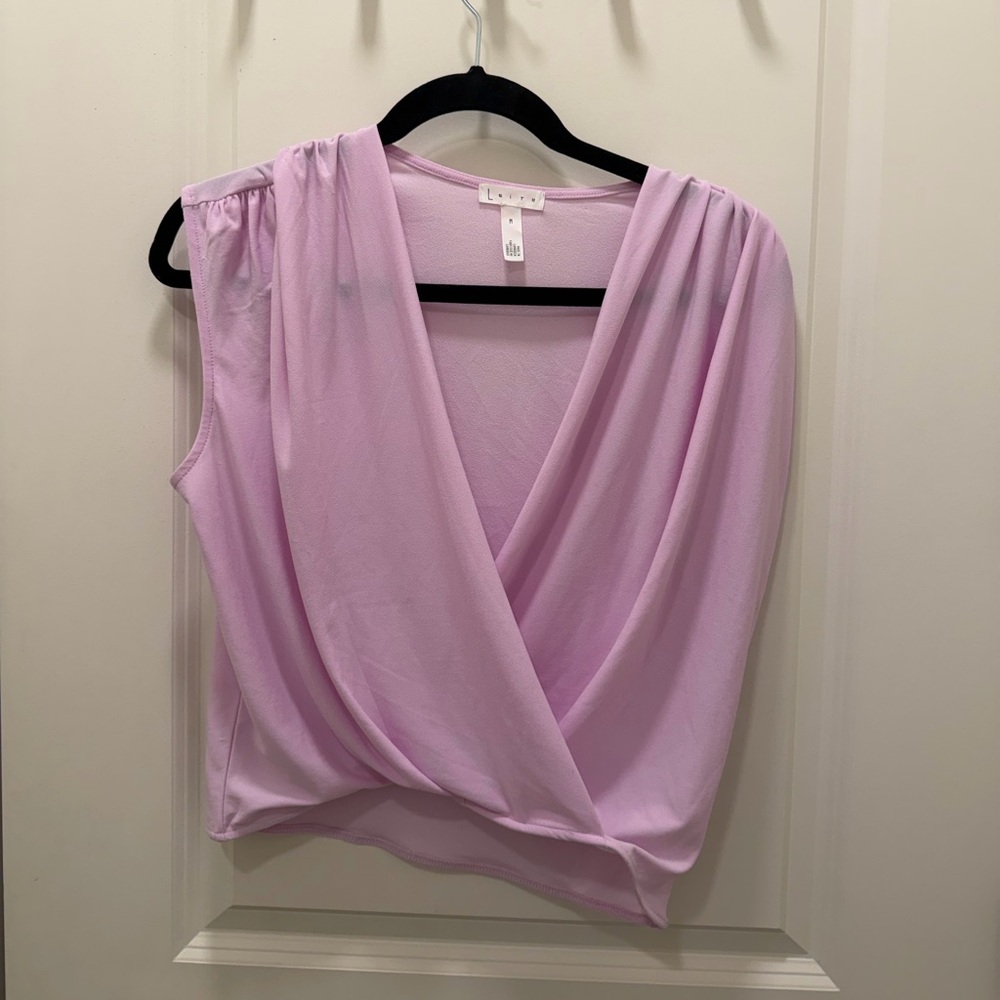 Leith Light Pink Draped V-Neck Sleeveless Camisole